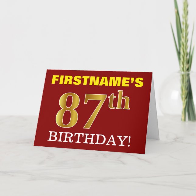 Tarjeta de cumpleaños roja, de imitación del "87.o (Anverso)