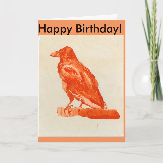 Tarjeta de cumpleaños roja del cuervo (Anverso)