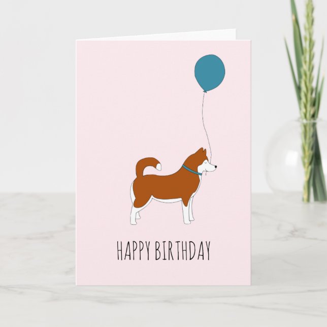 Tarjeta de cumpleaños roja del husky siberiano (Anverso)