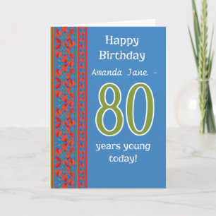Tarjeta de cumpleaños roja delantera de encargo de
