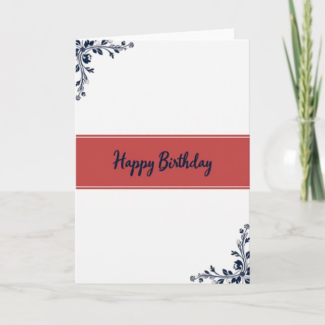 Tarjeta de cumpleaños roja elegante (Anverso)