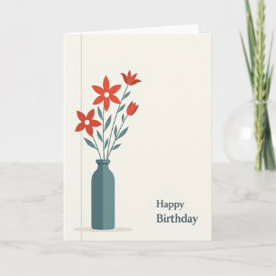 Tarjeta de cumpleaños roja estilizada