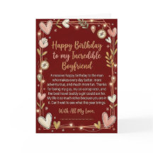 Tarjeta de cumpleaños roja para novio de aventura 