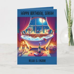 Tarjeta de cumpleaños Rollo Vintage Top Bath, Burb