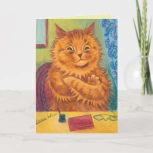 TARJETA DE CUMPLEAÑOS ROMÁNTICA DE GATO NARANJA GI