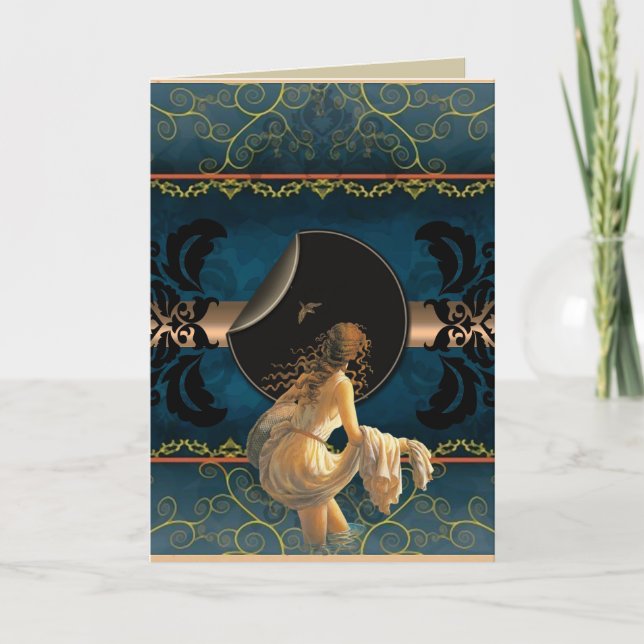 Tarjeta de cumpleaños romántica - Mujer en el agua (Anverso)