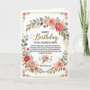 Tarjeta de cumpleaños romántico para esposa