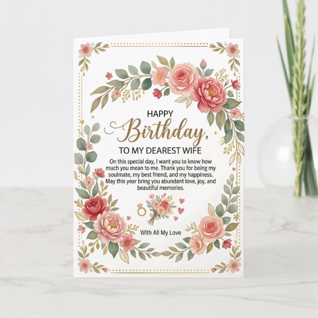 Tarjeta de cumpleaños romántico para esposa (Anverso)