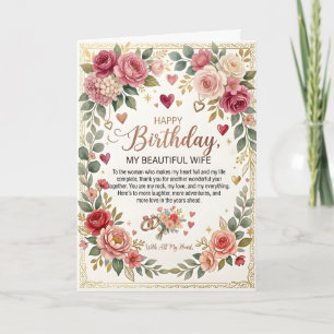 Tarjeta de cumpleaños romántico para esposa