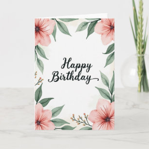 Tarjeta de cumpleaños rosa acuarela