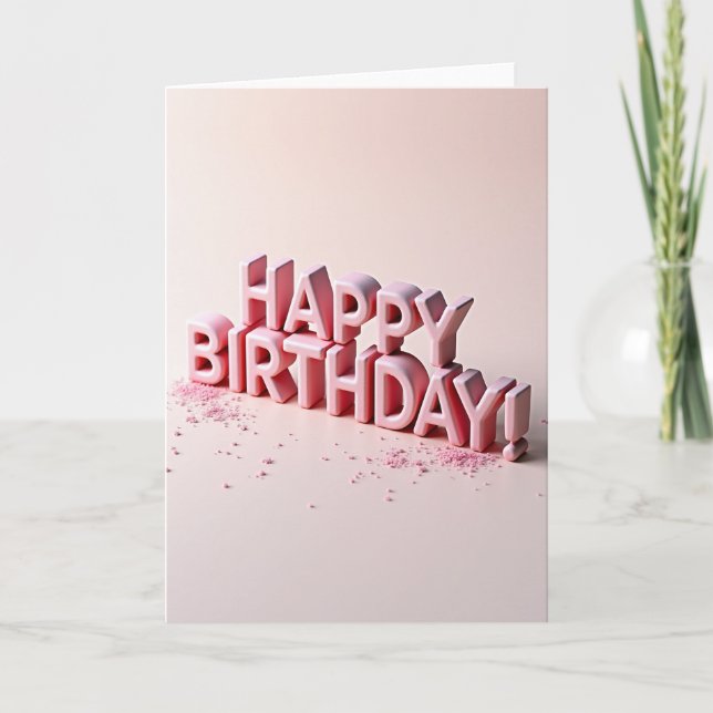 Tarjeta de cumpleaños rosa azucarada (Anverso)