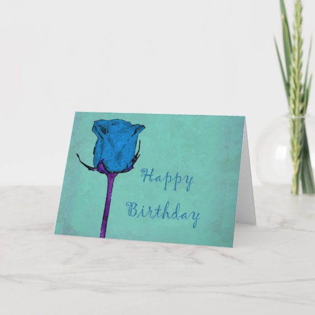 Tarjeta de cumpleaños Rosa azul (Anverso)