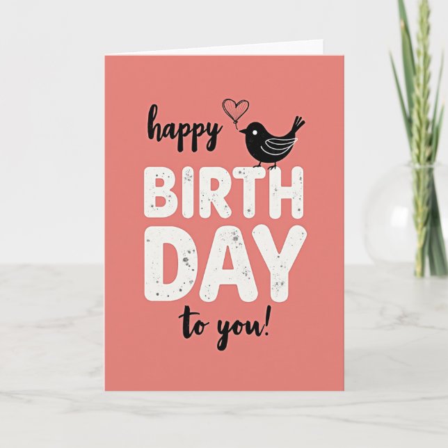 Tarjeta de cumpleaños rosa caprichosa (Anverso)