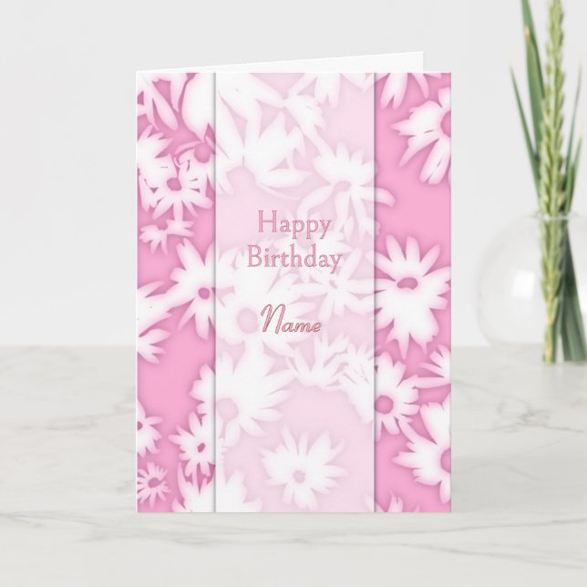 Tarjeta de cumpleaños rosa Color Me Daisies (Anverso)