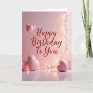 Tarjeta de cumpleaños rosa con guión