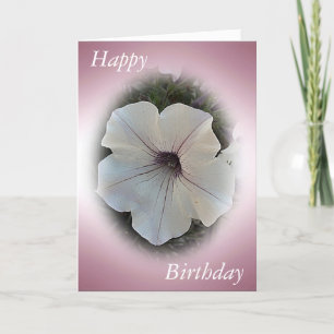 Tarjeta de cumpleaños rosa con Petunia
