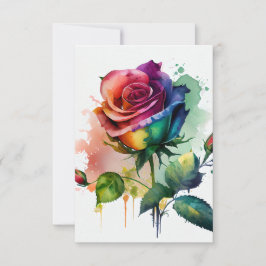 Tarjeta de cumpleaños Rosa de color arcoiris