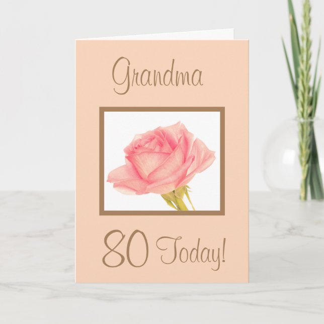 Tarjeta de cumpleaños rosa de la abuela 80 hoy (Anverso)