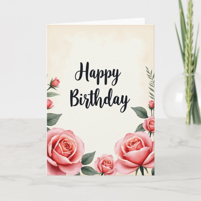 Tarjeta de cumpleaños Rosa de Lunares (Anverso)