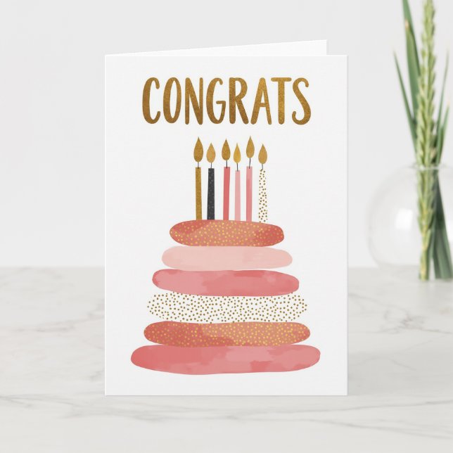 Tarjeta de cumpleaños rosa de oro (Anverso)