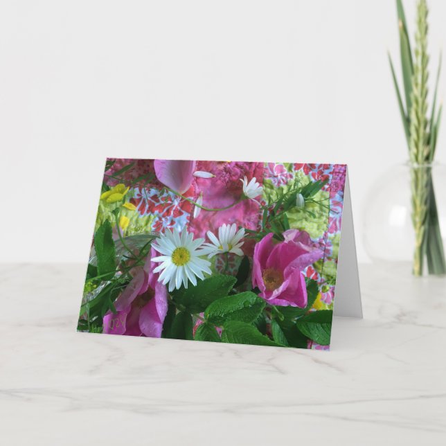 Tarjeta de cumpleaños rosa de perfil completo (Anverso)