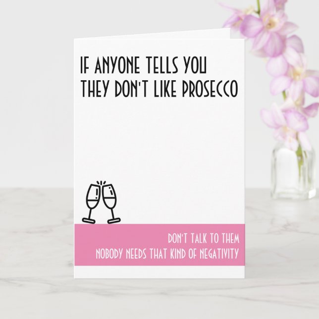 Tarjeta de cumpleaños rosa estándar de Prosecco Lo (Orquídea)