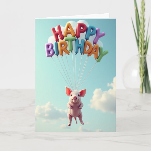 Tarjeta de cumpleaños rosa flotante (Anverso)