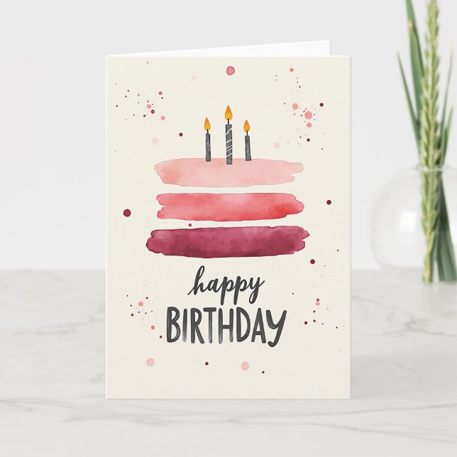 Tarjeta de cumpleaños rosa gradiente (Anverso)