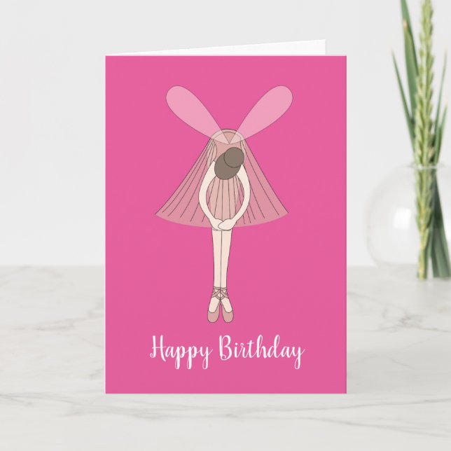 Tarjeta de cumpleaños rosa illusima Ballerina Fair (Anverso)