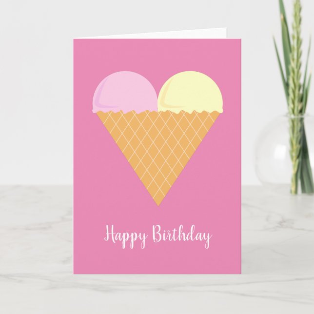 Tarjeta de cumpleaños rosa illusima Love Heart Ice (Anverso)