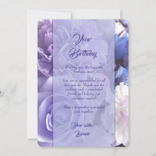 Tarjeta de cumpleaños Rosa Lavender Blue Spring