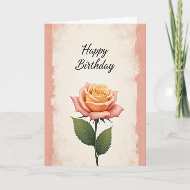 Tarjeta de cumpleaños rosa melocotón alegre (Anverso)