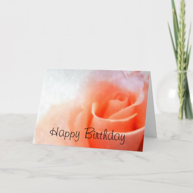 Tarjeta de cumpleaños Rosa Melocotón Pastel (Anverso)