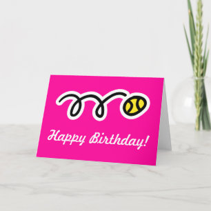 Tarjeta de cumpleaños rosa para jugadoras de tenis