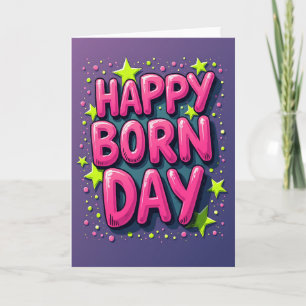 Tarjeta de cumpleaños rosa Pop Art
