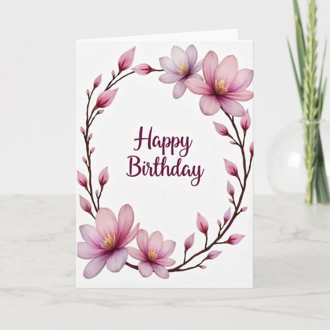 Tarjeta de cumpleaños rosa púrpura (Anverso)