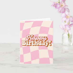 Tarjeta de cumpleaños rosa retro