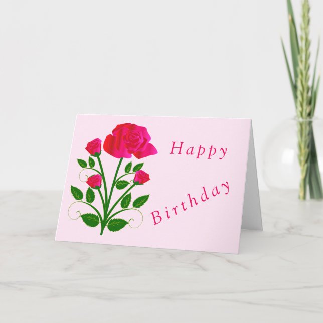Tarjeta de cumpleaños Rosa Rosa (Anverso)