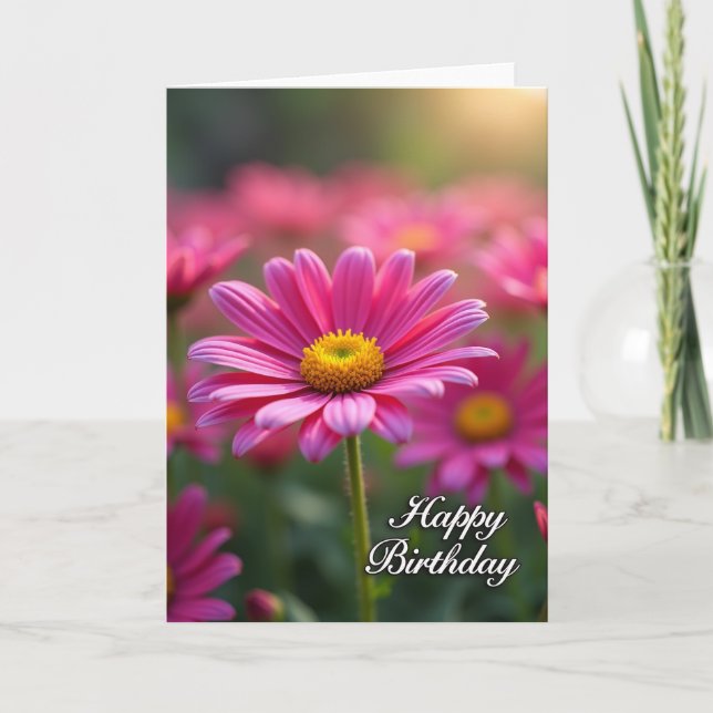Tarjeta de cumpleaños rosa soñadora (Anverso)