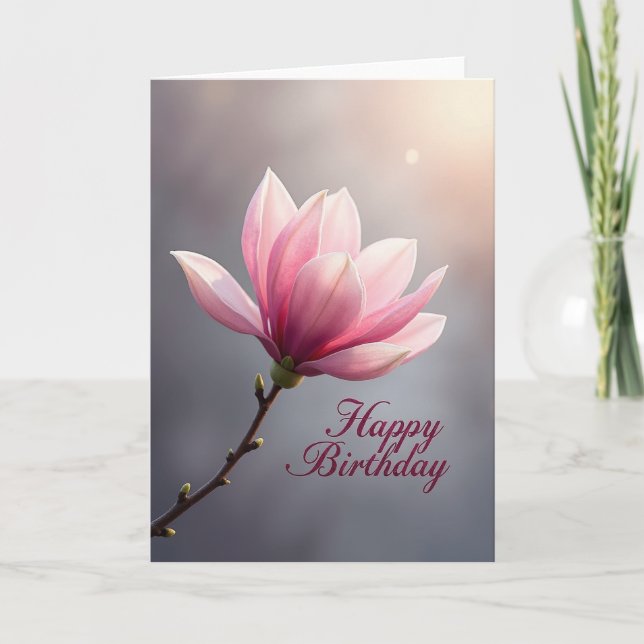 Tarjeta de cumpleaños rosa suave (Anverso)