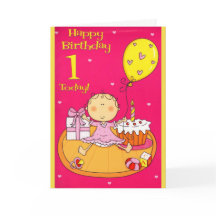 Tarjeta de cumpleaños rosa y amarillo