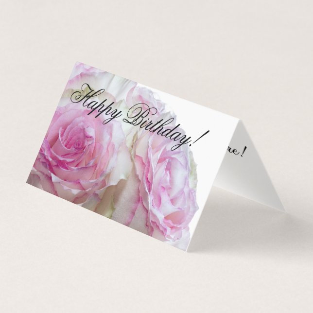 Tarjeta de cumpleaños rosa y rosa blanca 3975 (Anverso)