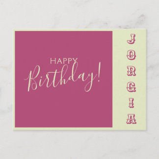 Tarjeta de cumpleaños rosa y verde