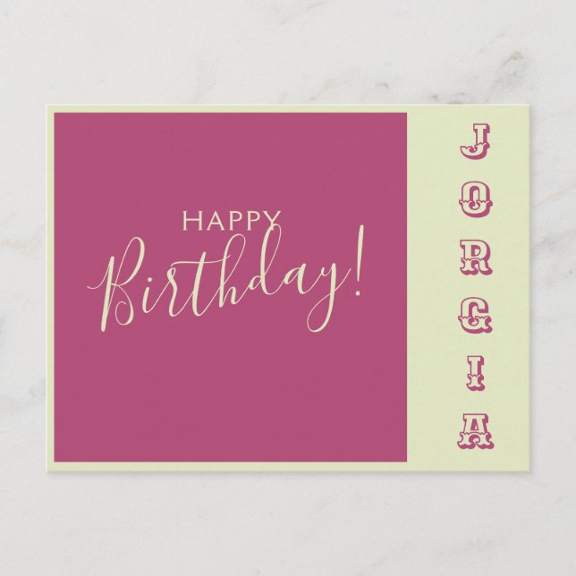 Tarjeta de cumpleaños rosa y verde (Anverso)