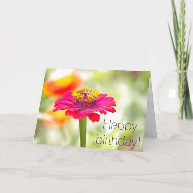 Tarjeta de cumpleaños Rosa Zinnia (Anverso)
