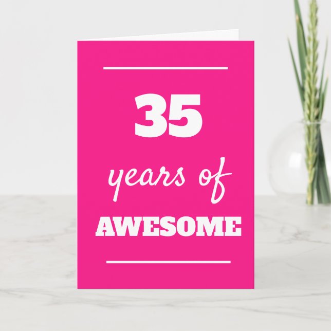 Tarjeta de cumpleaños Rosada 35 (Anverso)