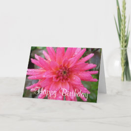 Tarjeta de cumpleaños rosada brillante de la dalia