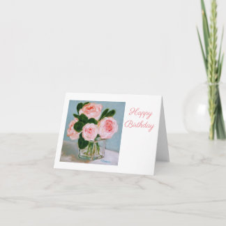 Tarjeta de cumpleaños rosada de los rosas