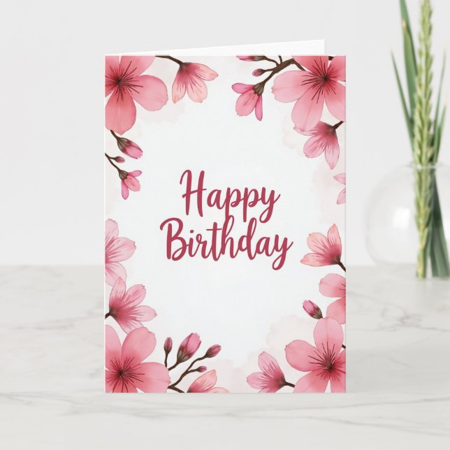 Tarjeta de cumpleaños Rose Bud (Anverso)