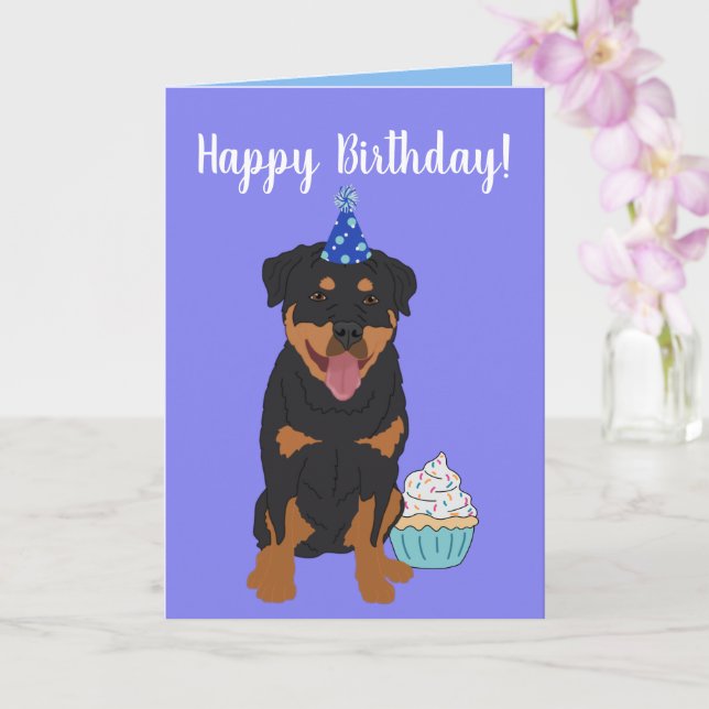 Tarjeta de cumpleaños Rottweiler (Orquídea)